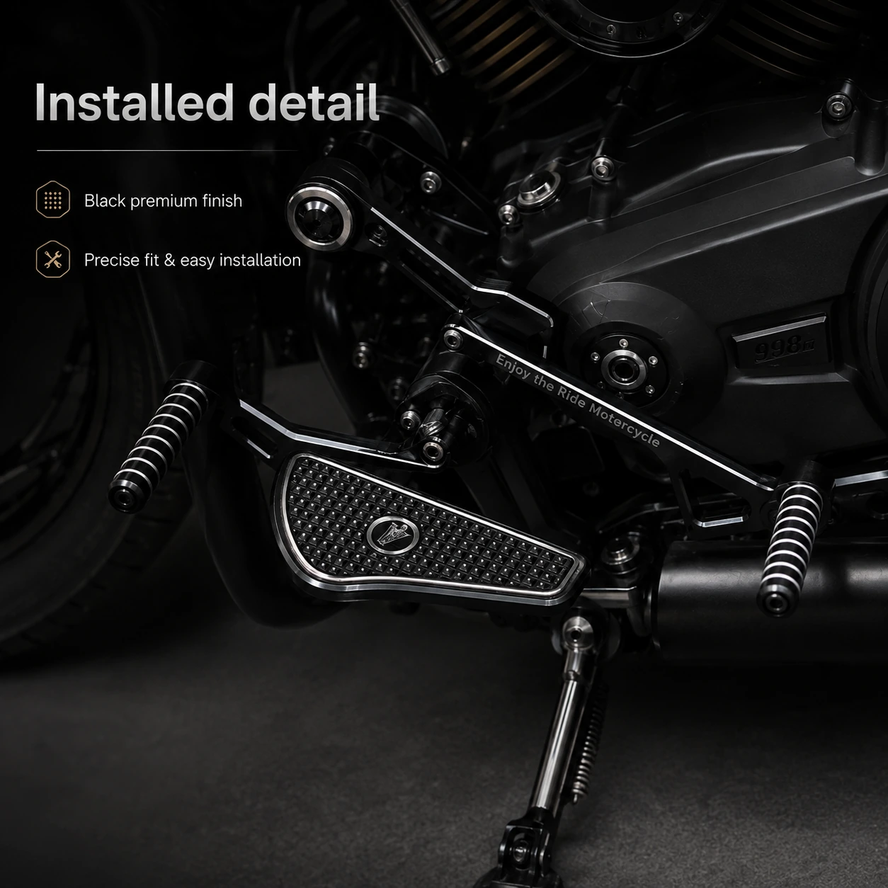 Black Foot Control Kit installed detail view