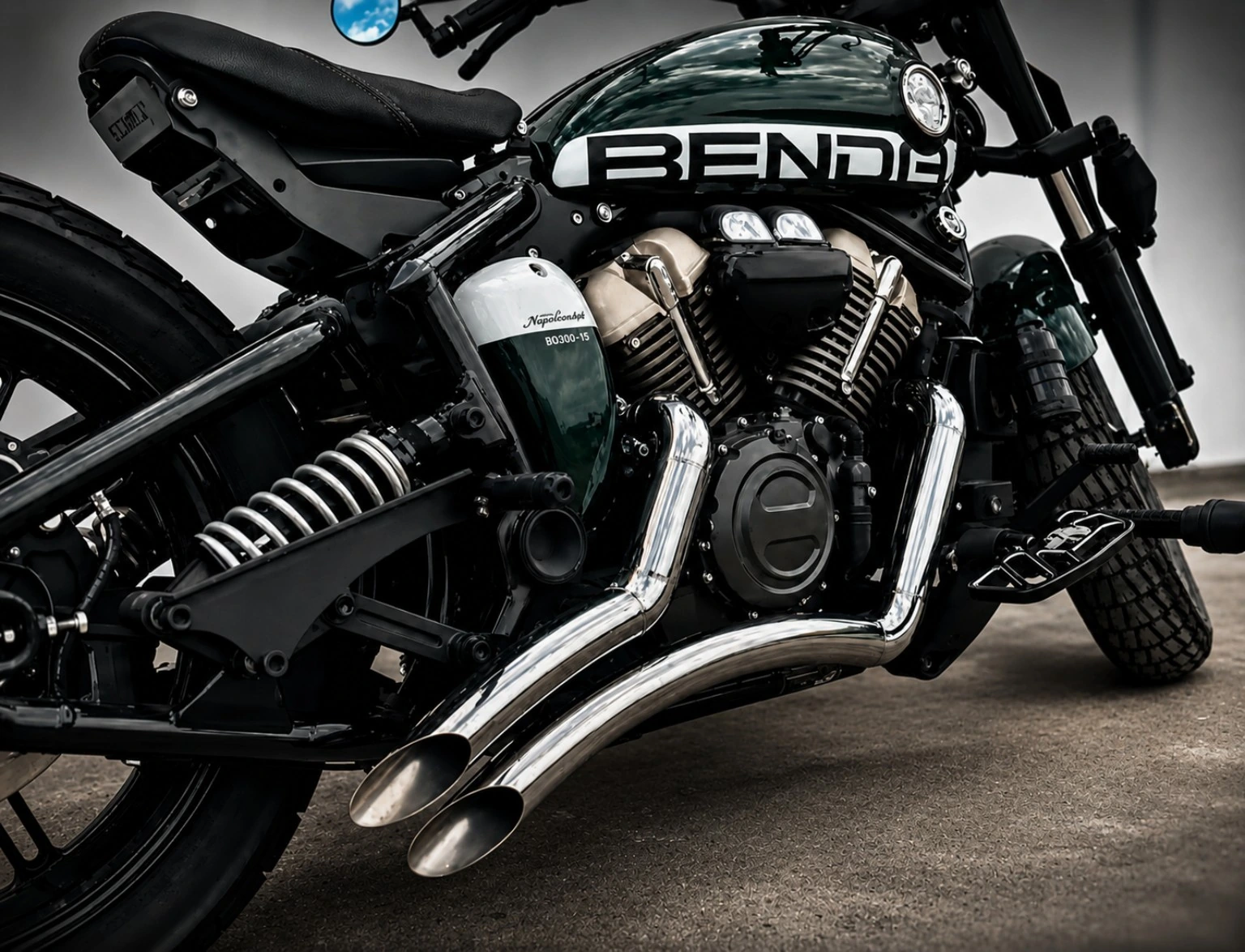 Dual Exhaust Custom Kit installed chrome side view
