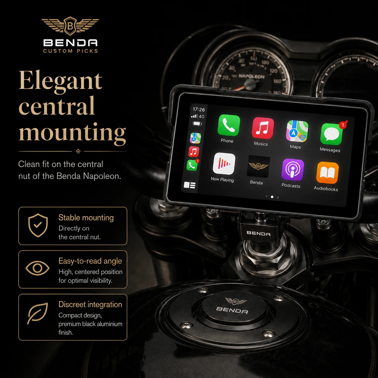 GPS / CarPlay screen central mounting view