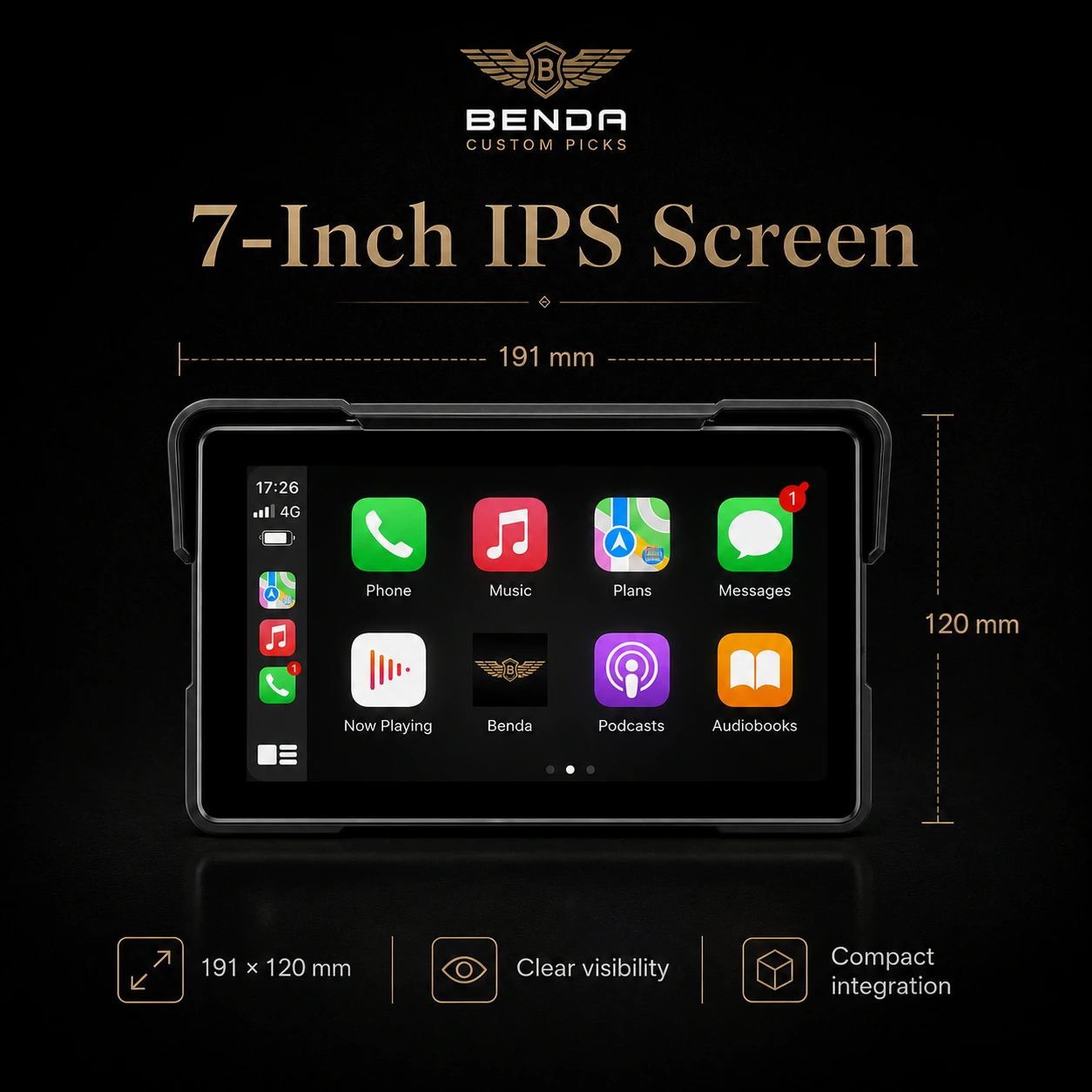 GPS / CarPlay screen dimensions view