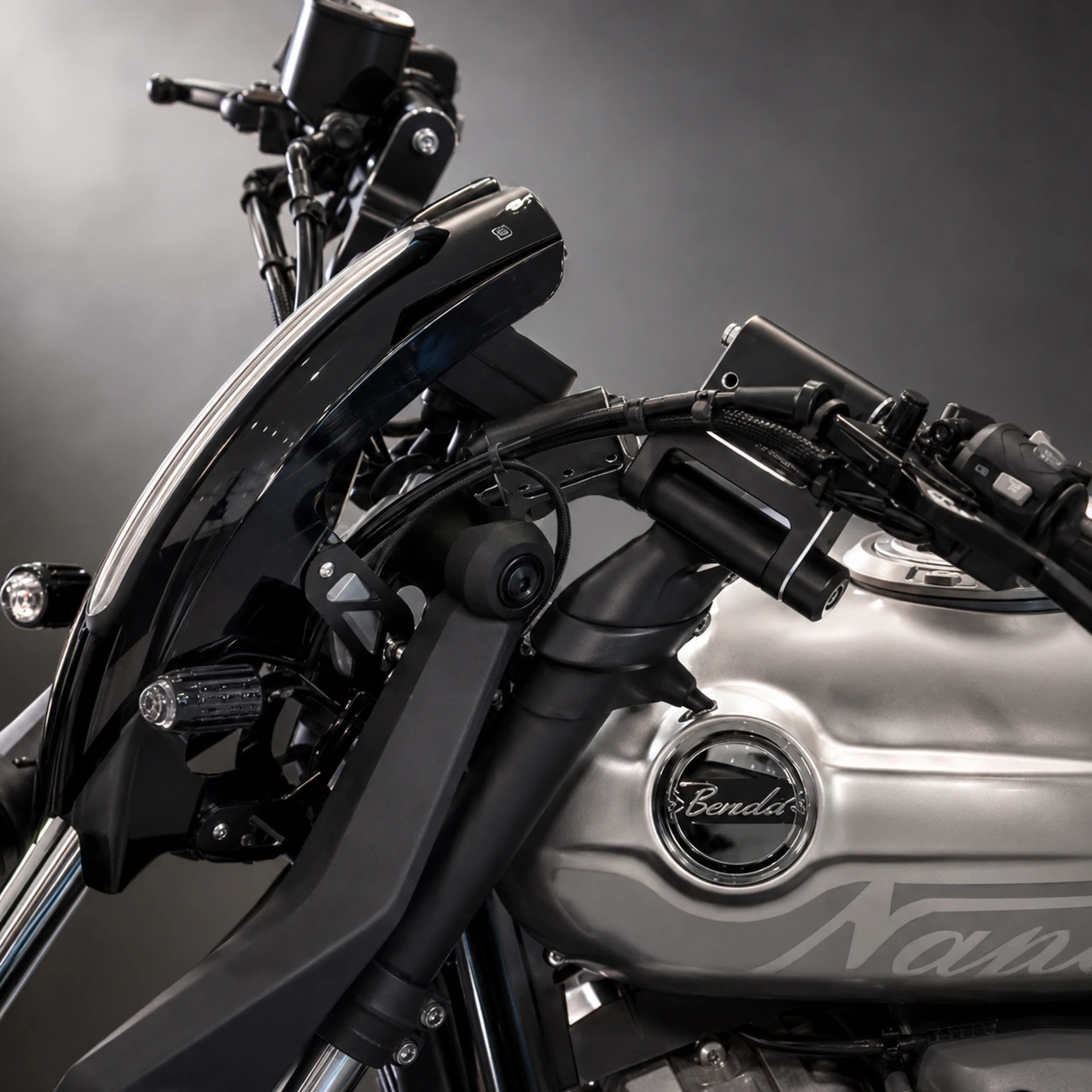 Comfort Handlebar Riser Kit installed side detail view