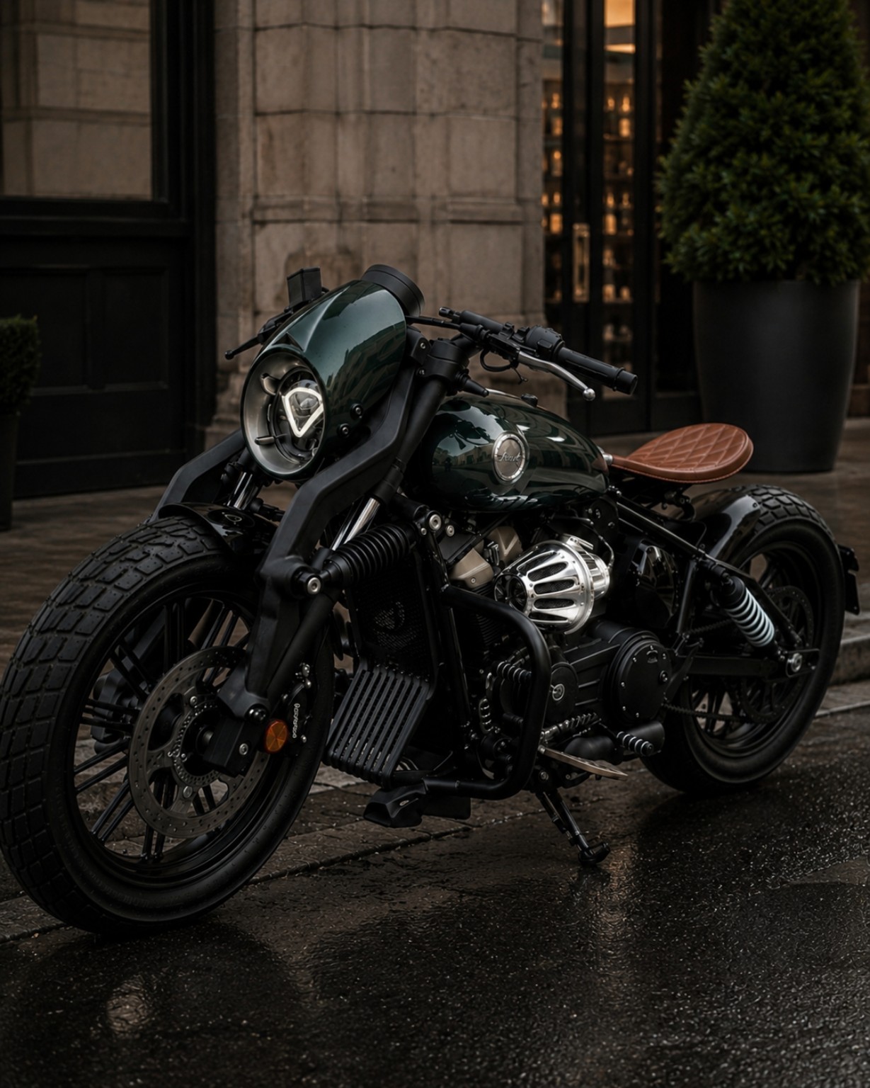 Left premium engine cover on green Benda Napoleon