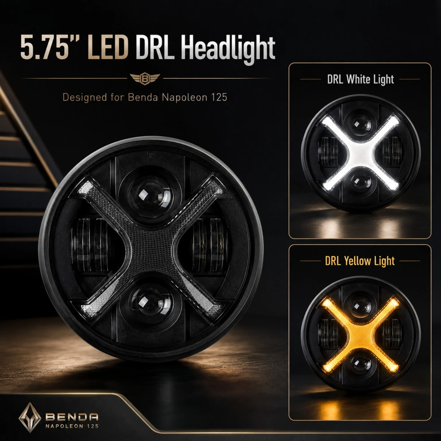 MatriX Design Head Light white and yellow DRL modes