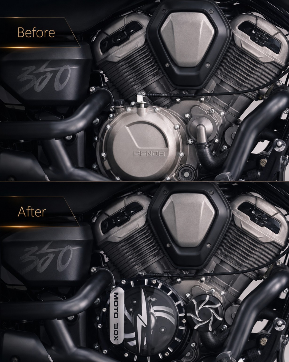Premium Transparent Clutch Cover Kit before after installation