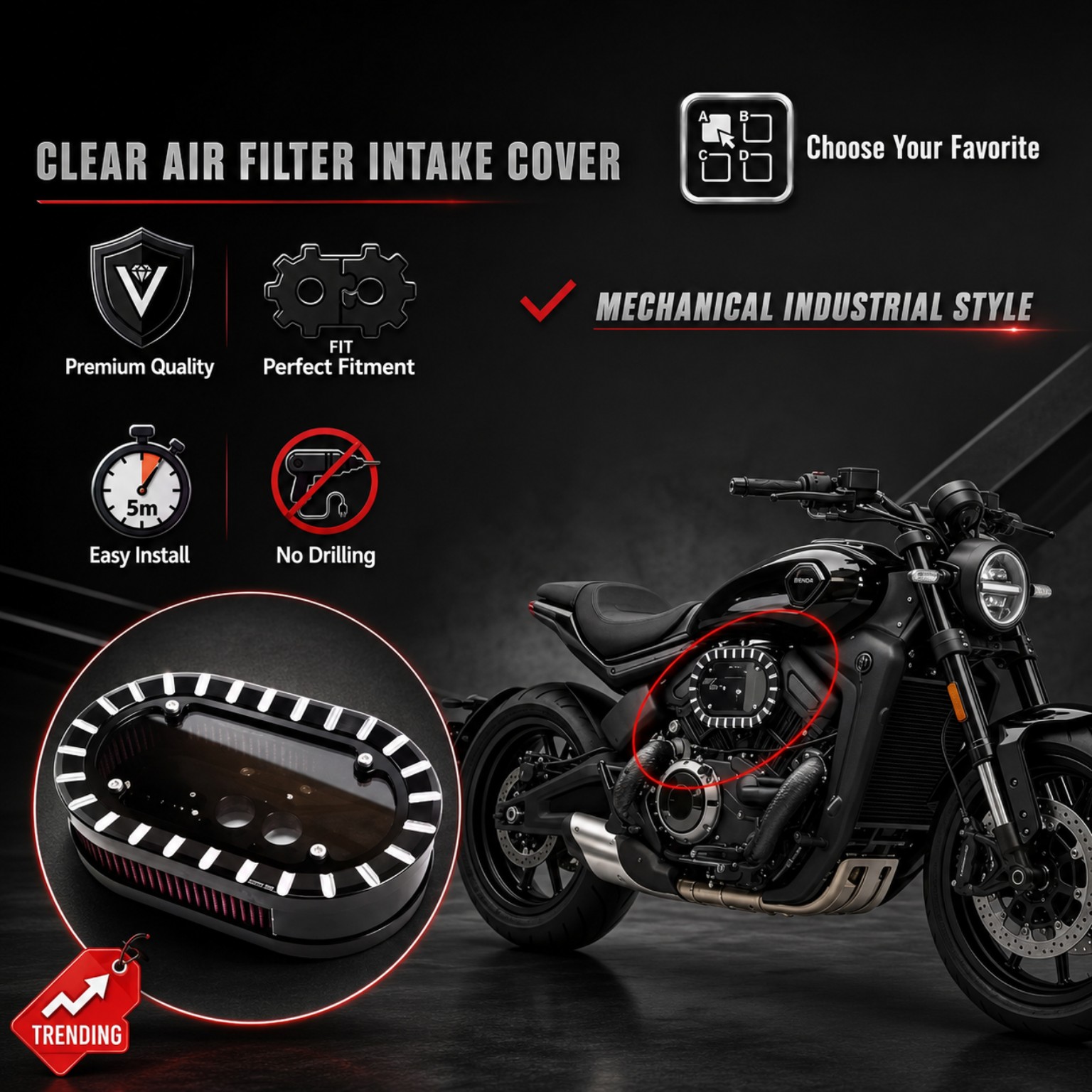Transparent Air Filter Cover Aluminium gallery image