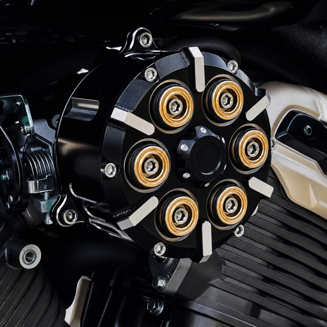 Transparent Gold Clutch Cover Kit premium engine detail 1